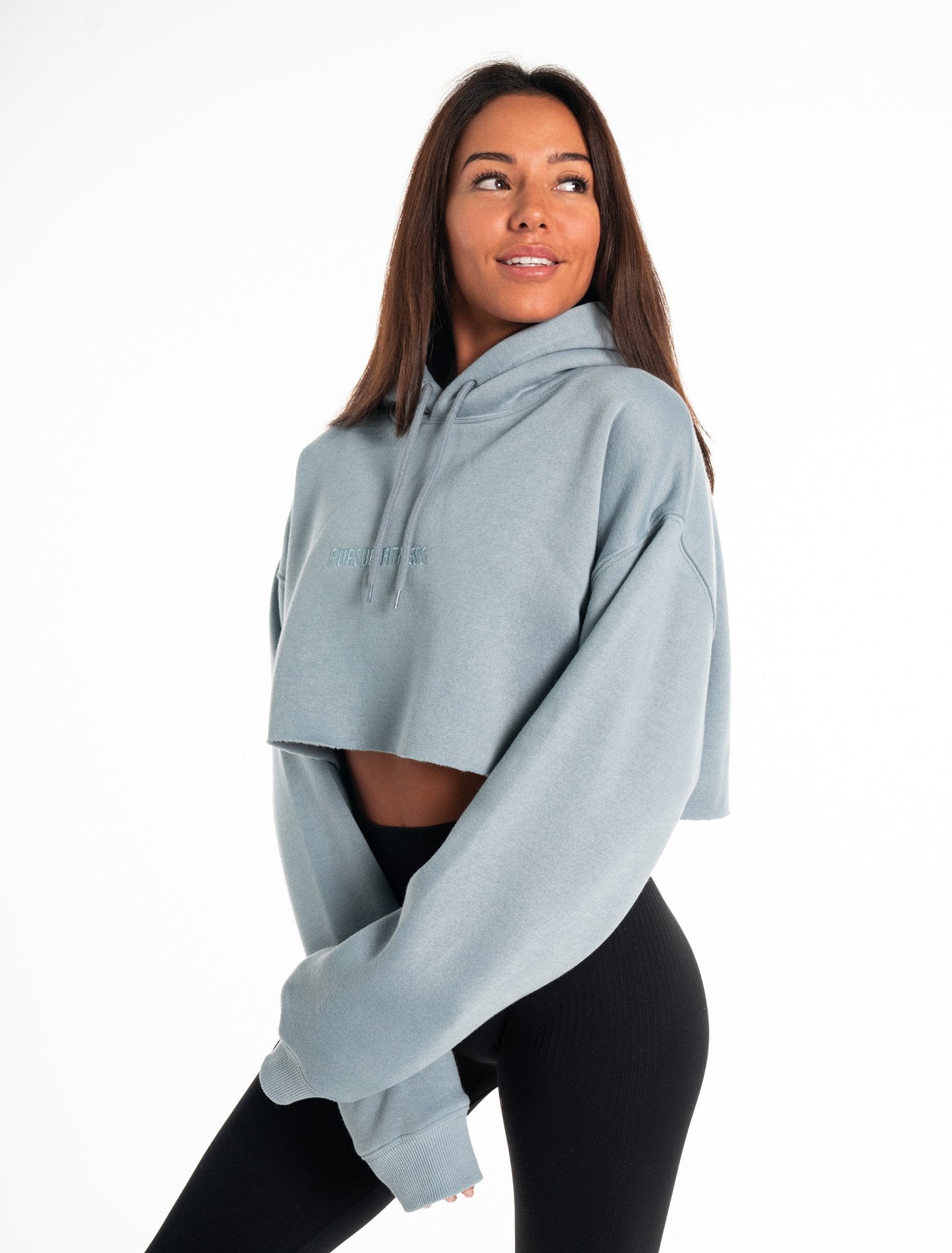 Oversized Crop Hoodie / Washed Blue Pursue Fitness 1