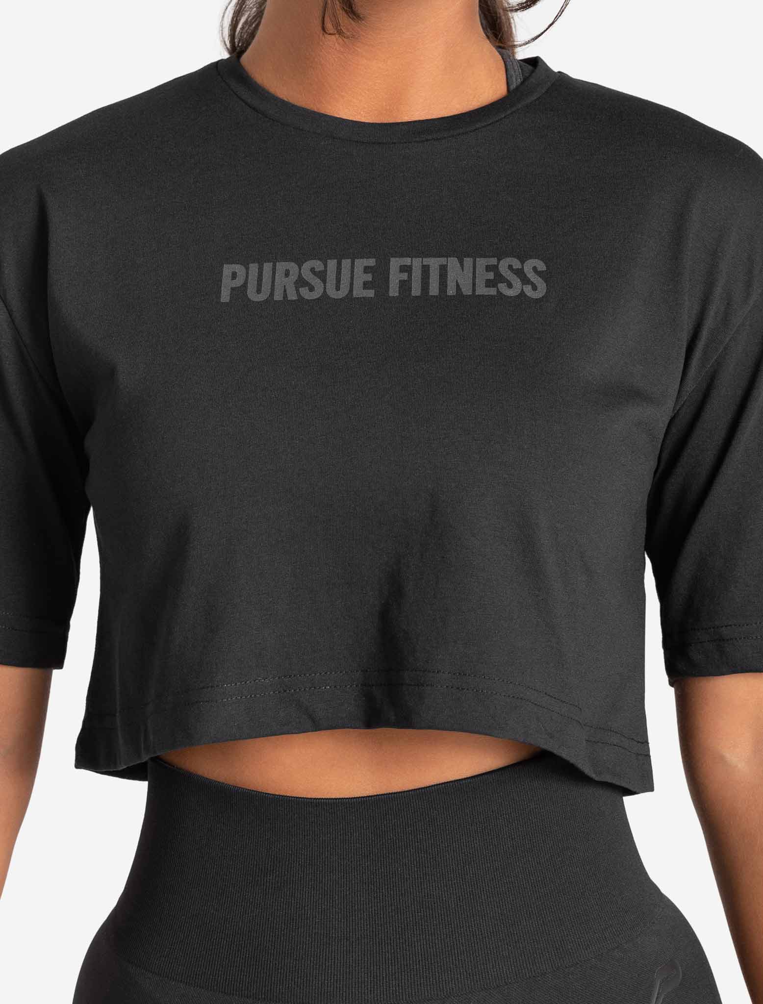 Oversized Crop T-Shirt / Black Pursue Fitness 3