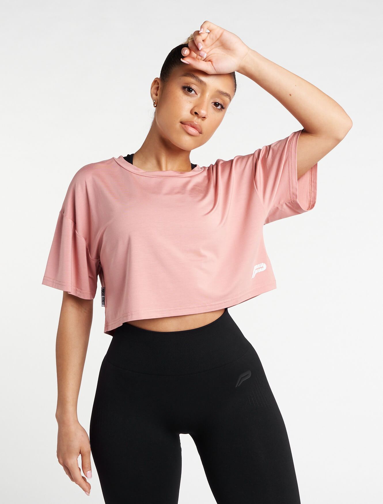 Oversized Crop T-Shirt / Dusky Pink Pursue Fitness 2