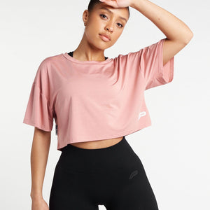 Oversized Crop T-Shirt / Dusky Pink Pursue Fitness 2