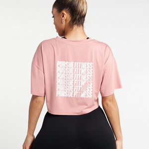 Oversized Crop T-Shirt / Dusky Pink Pursue Fitness 1