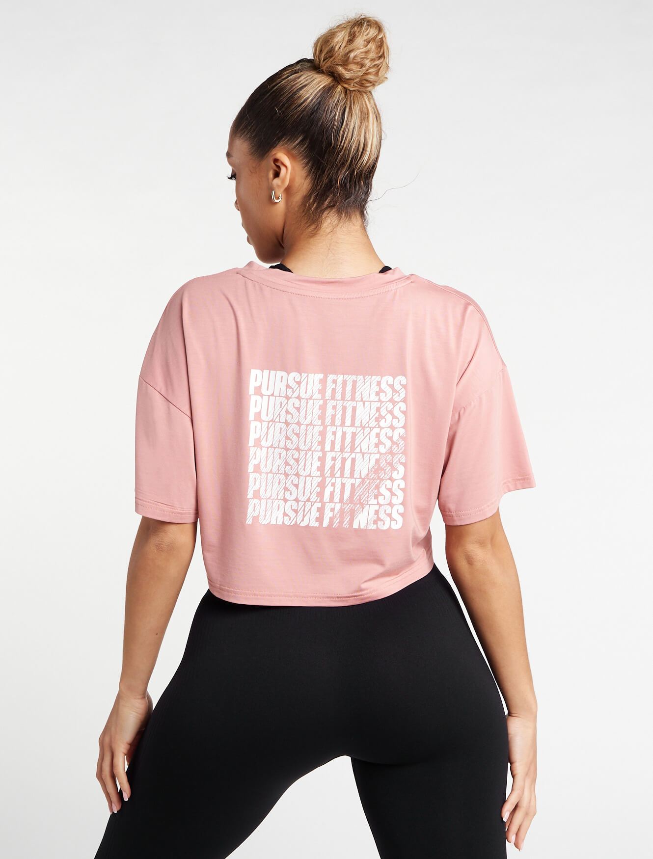 Oversized Crop T-Shirt / Dusky Pink Pursue Fitness 1
