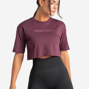 Oversized Crop T-Shirt / Maroon Pursue Fitness 1