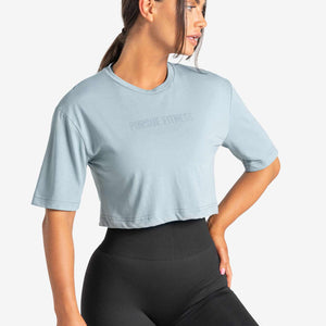 Oversized Crop T-Shirt / Moonstone Blue Pursue Fitness 1