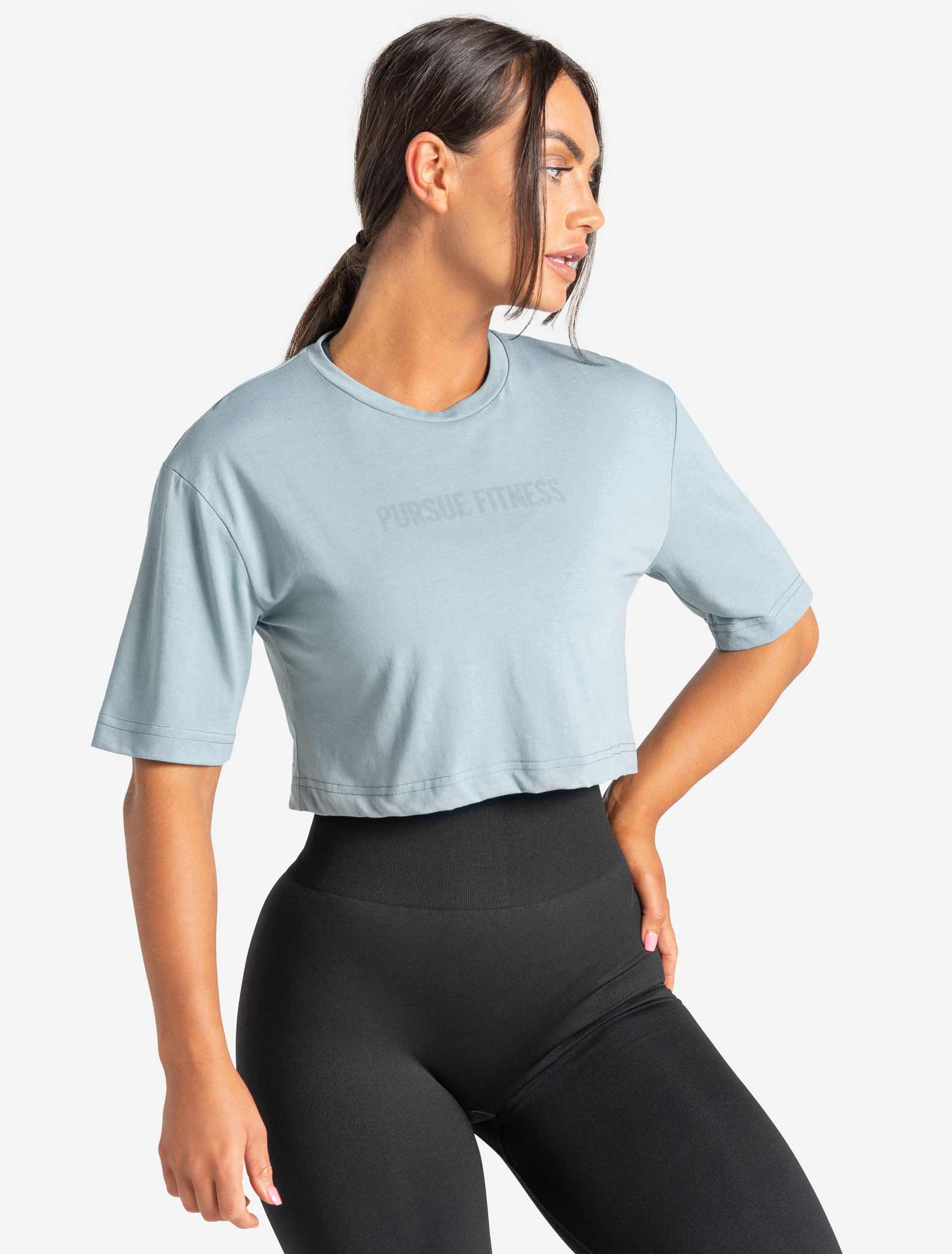 Oversized Crop T-Shirt / Moonstone Blue Pursue Fitness 1