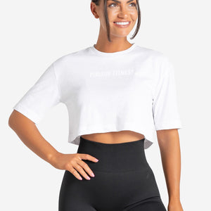 Oversized Crop T-Shirt / White Pursue Fitness 1