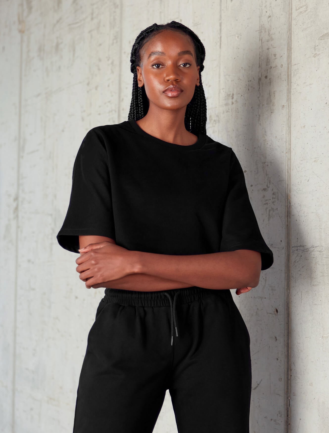 Black Cropped Oversized Tee.