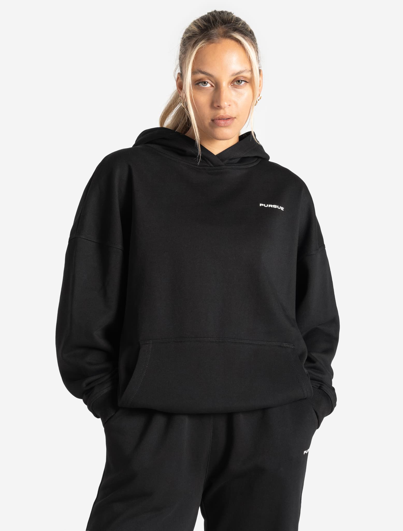 Oversized Hoodie Black Pursue Fitness - Main Image