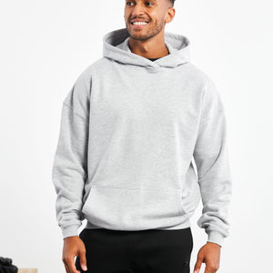 Gymshark Crest Oversized Zip Up Hoodie - Charcoal Grey Marl