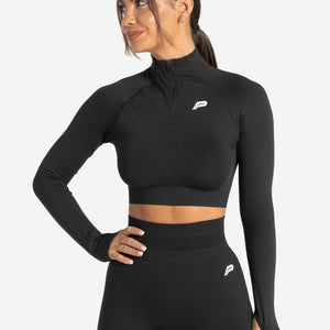 Scrunch Seamless Crop ½ Zip / Black Pursue Fitness 1