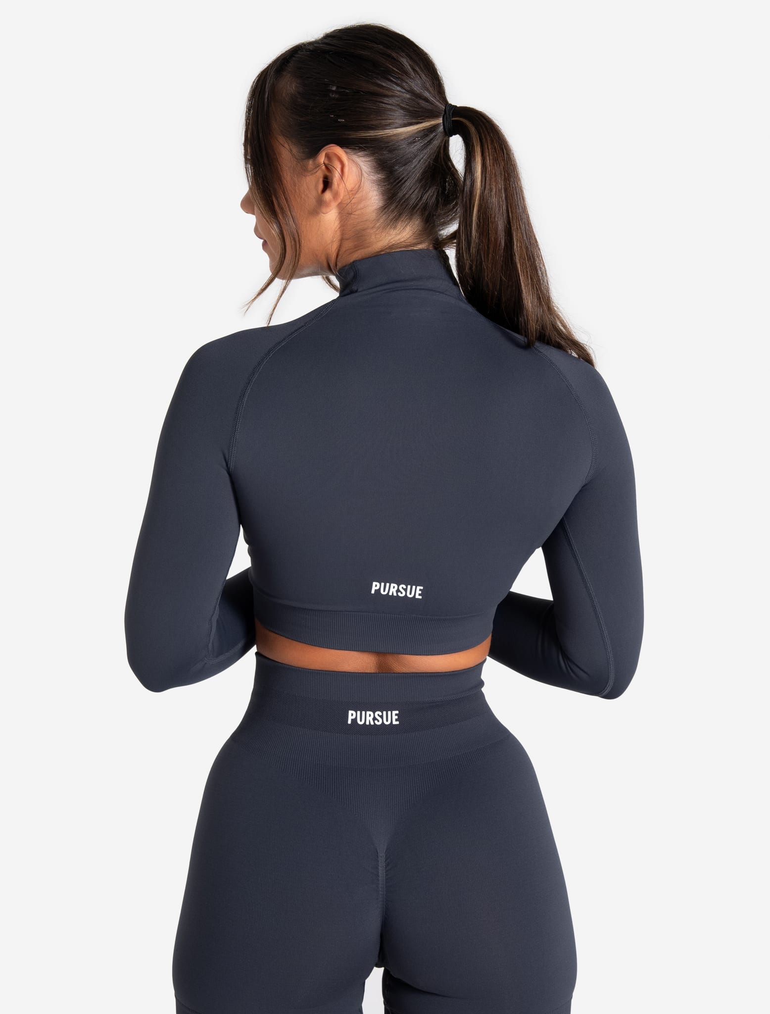 Scrunch Seamless Crop 1/2 Zip - Midnight Blue Pursue Fitness 2