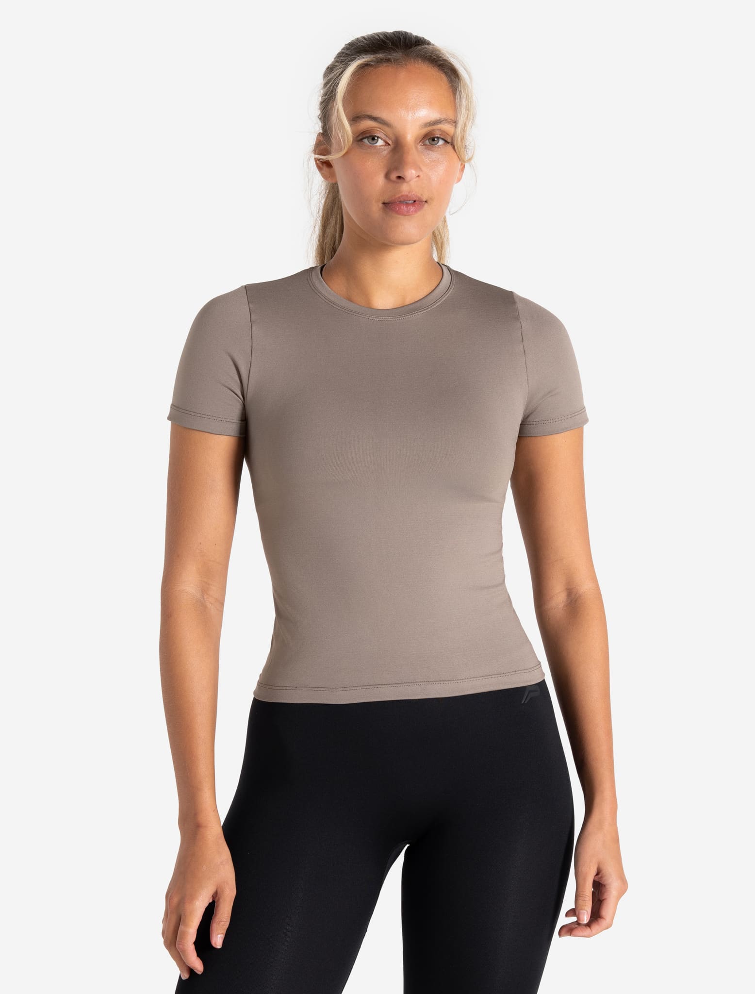 Sculpt Seamless T-Shirt - Taupe Pursue Fitness 2