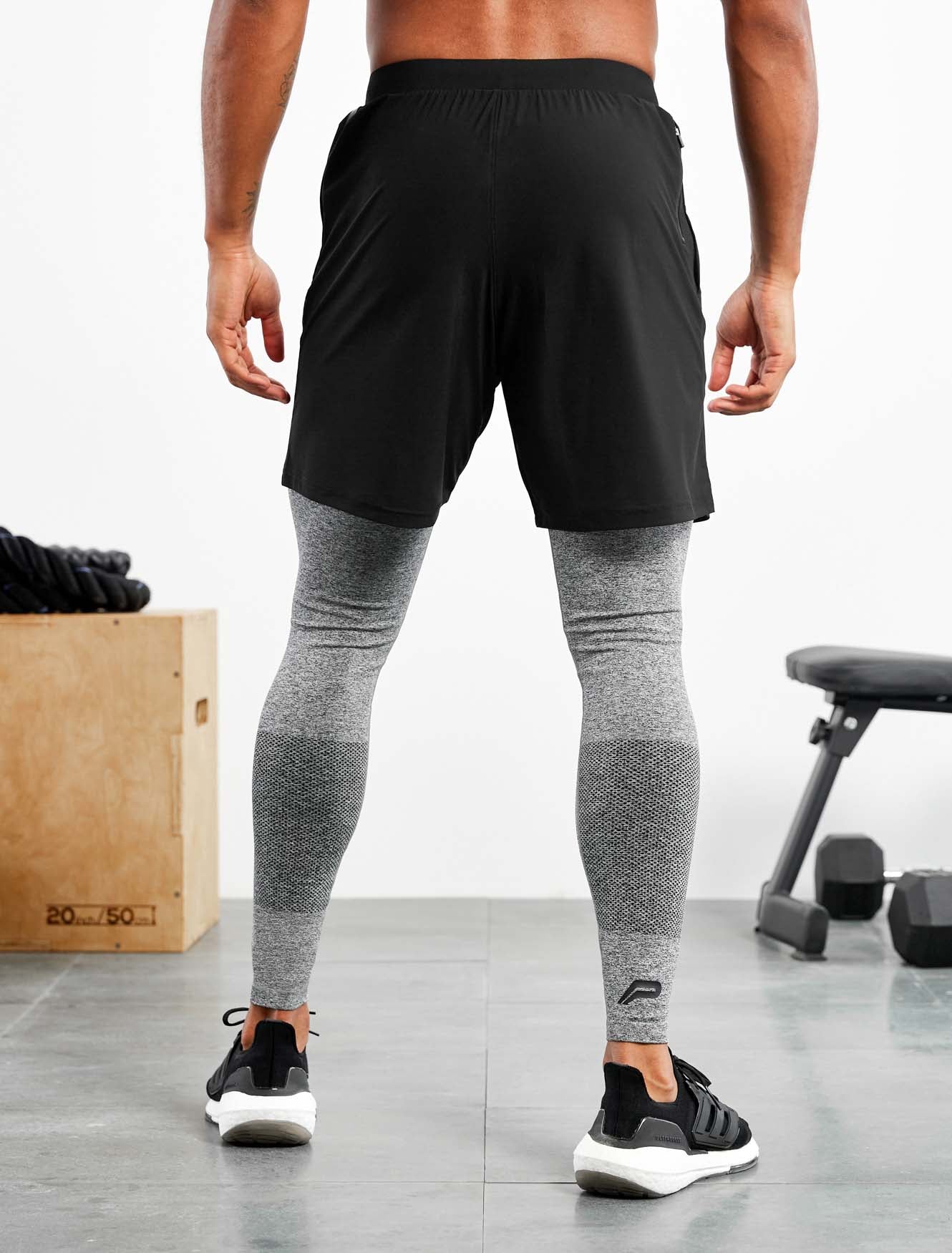 Seamless Training Leggings for Men, Grey Marl