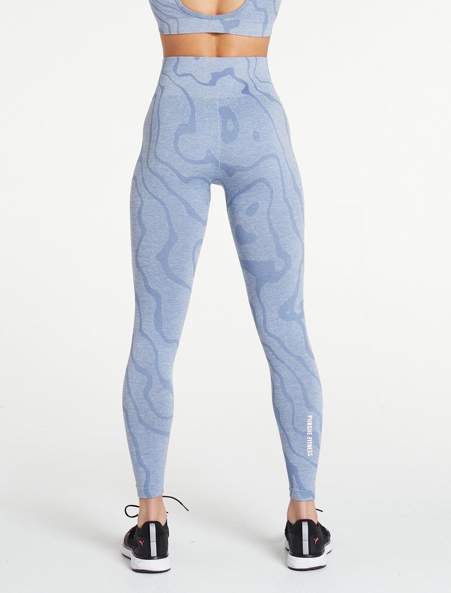 Sustainable Seamless High Waisted Leggings | Blue | Pursue Fitness