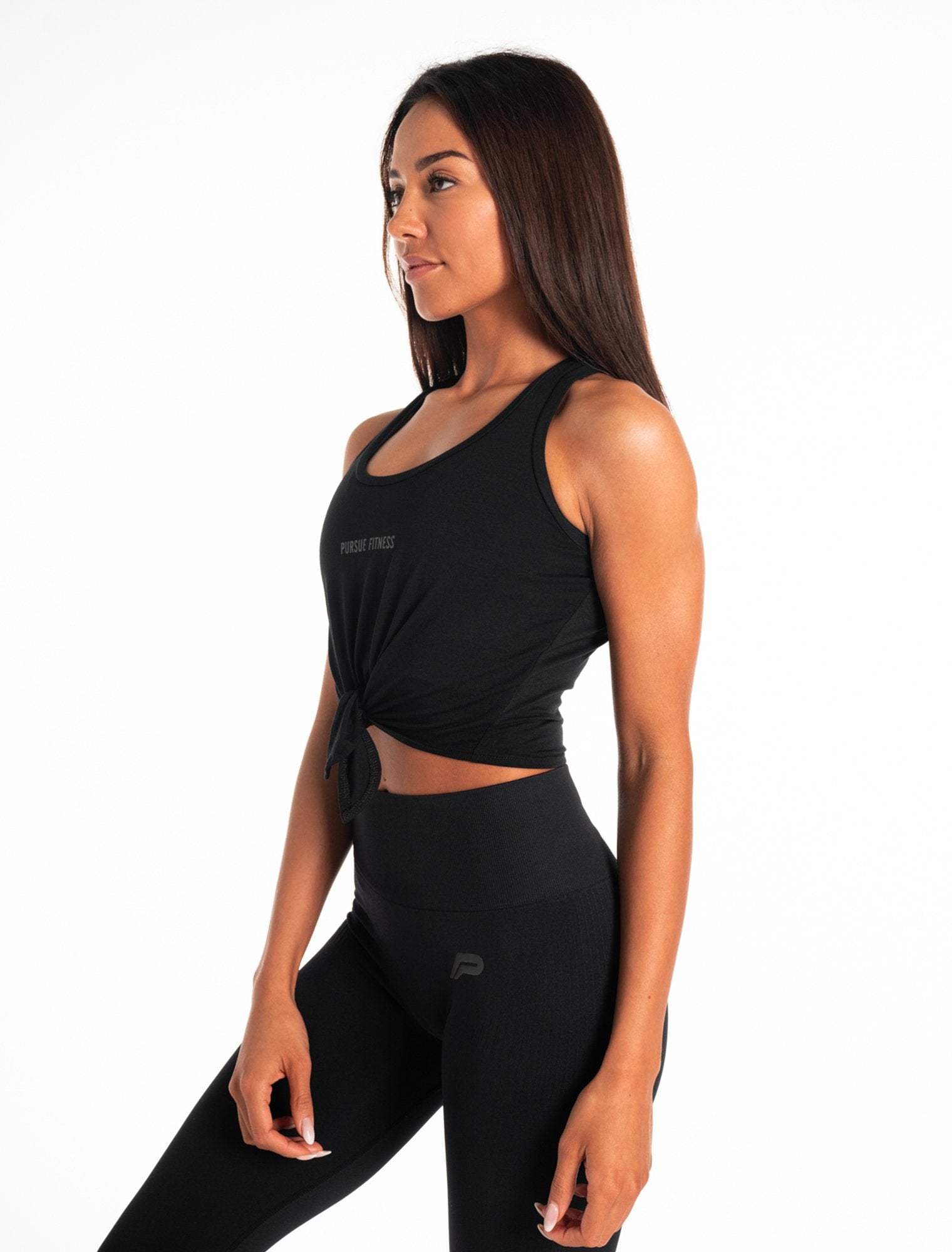 Tied Cropped Tank / Black Pursue Fitness 5