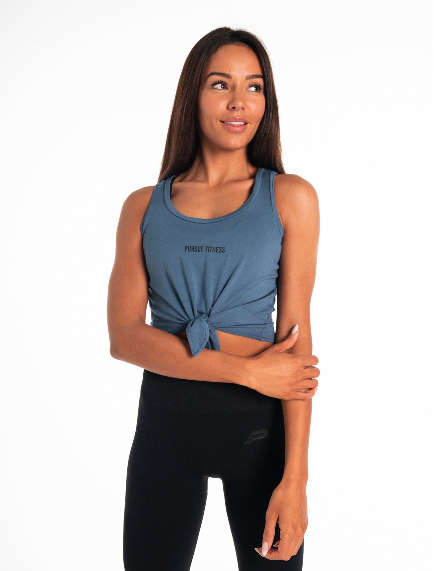 Tied Cropped Tank / Washed Blue Pursue Fitness 1
