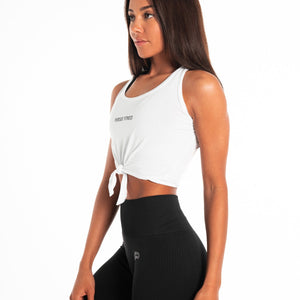 Tied Cropped Tank / White Pursue Fitness 1