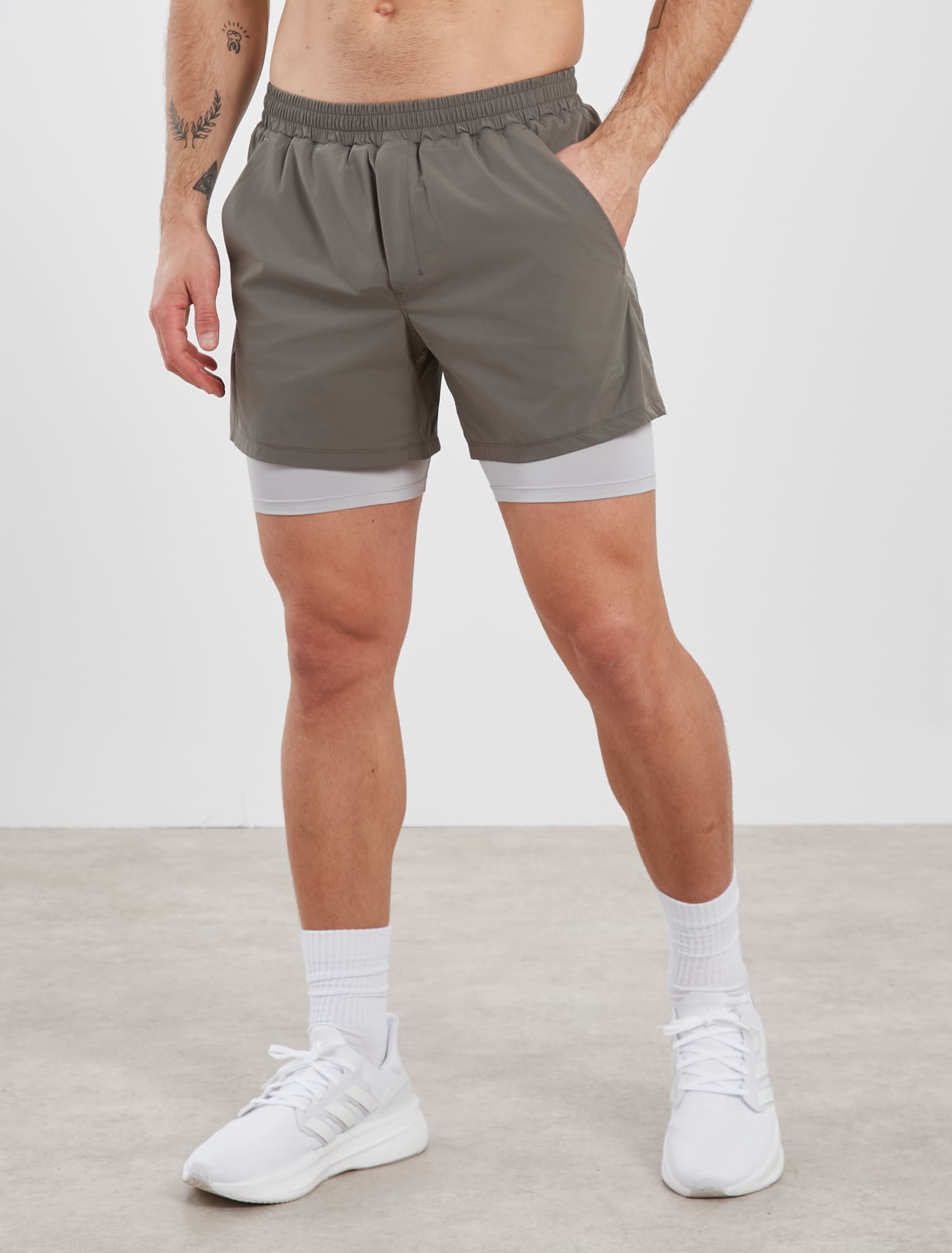 Training 5" 2-in-1 Shorts - Light Grey Pursue Fitness 1