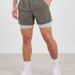 Training 5" 2-in-1 Shorts - Light Grey Pursue Fitness 1