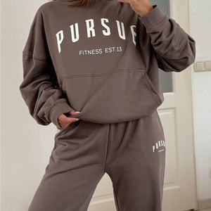 Varsity Oversized Hoodie - Taupe Pursue Fitness 2