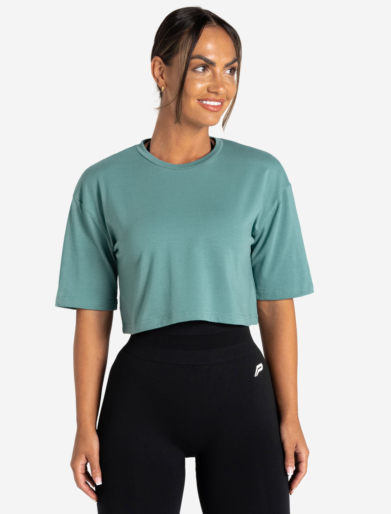 Wave Crop T-Shirt / Teal Pursue Fitness 2