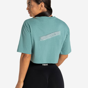 Wave Crop T-Shirt / Teal Pursue Fitness 1