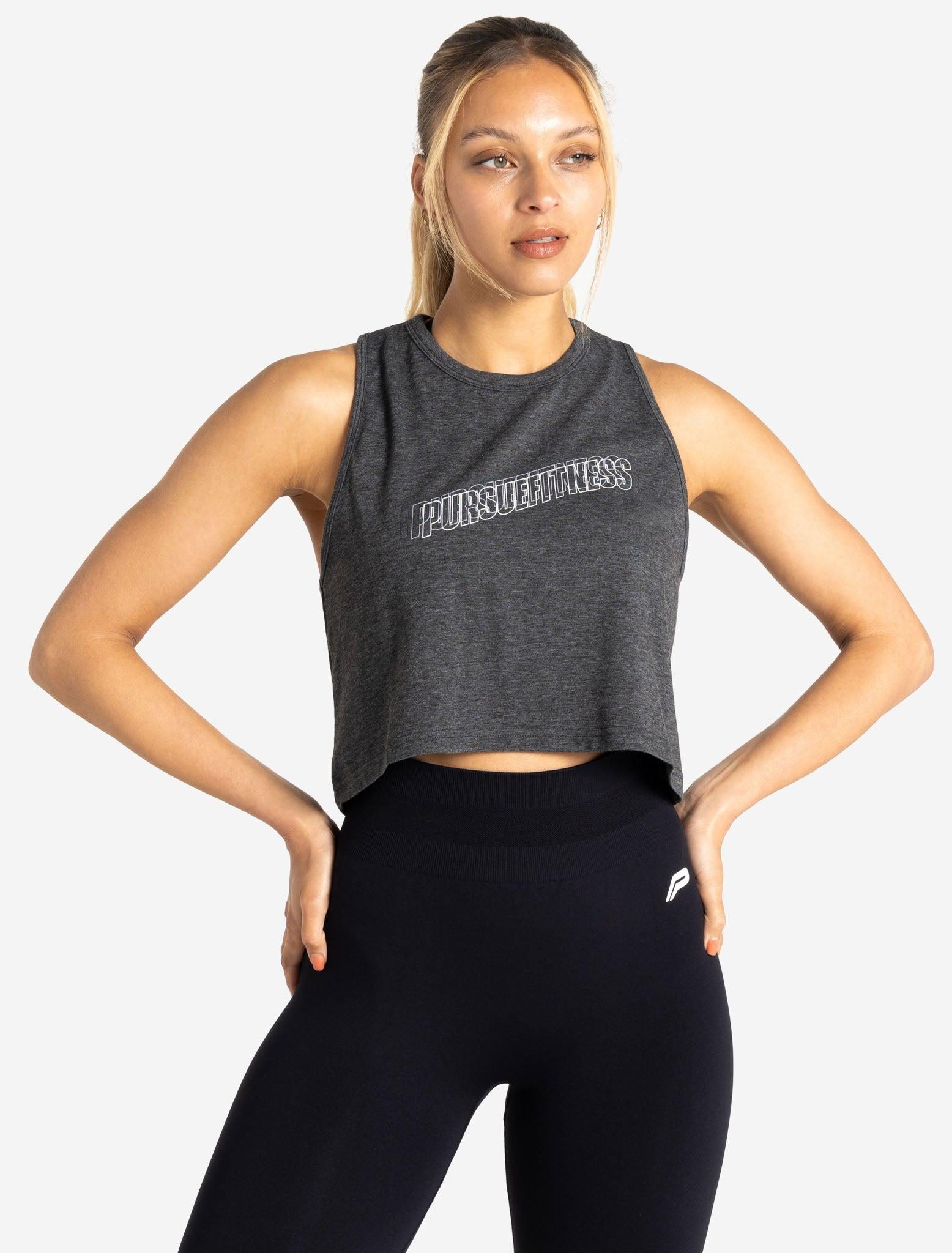 Wave Crop Tank / Charcoal Marl Pursue Fitness 1