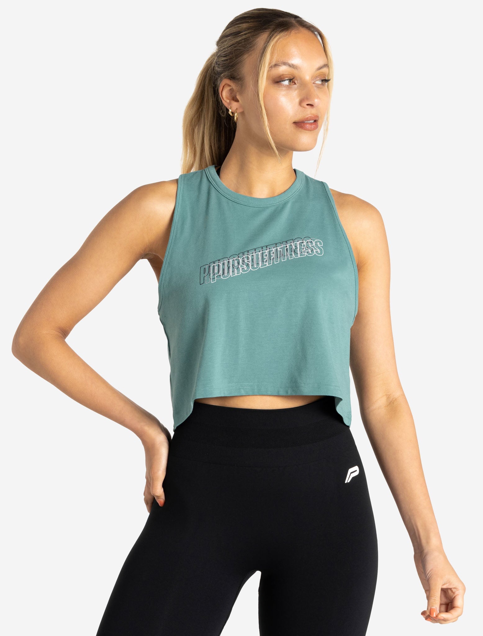 Wave Crop Tank / Teal Pursue Fitness 1